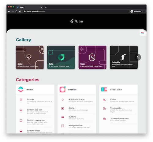 captura de pantalla de Flutter Gallery