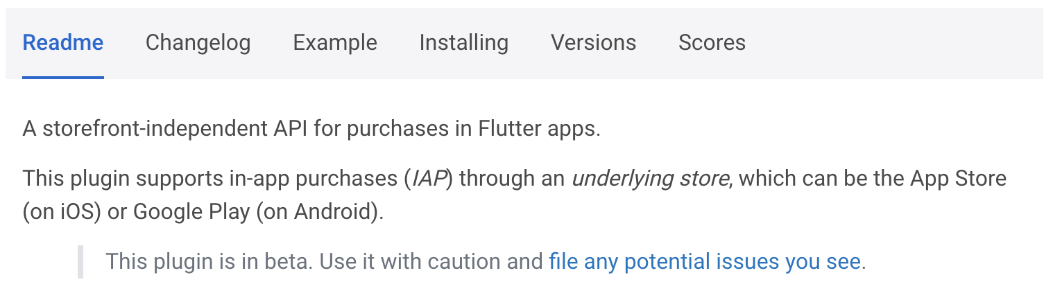 descripción del paquete in_app_purchase
