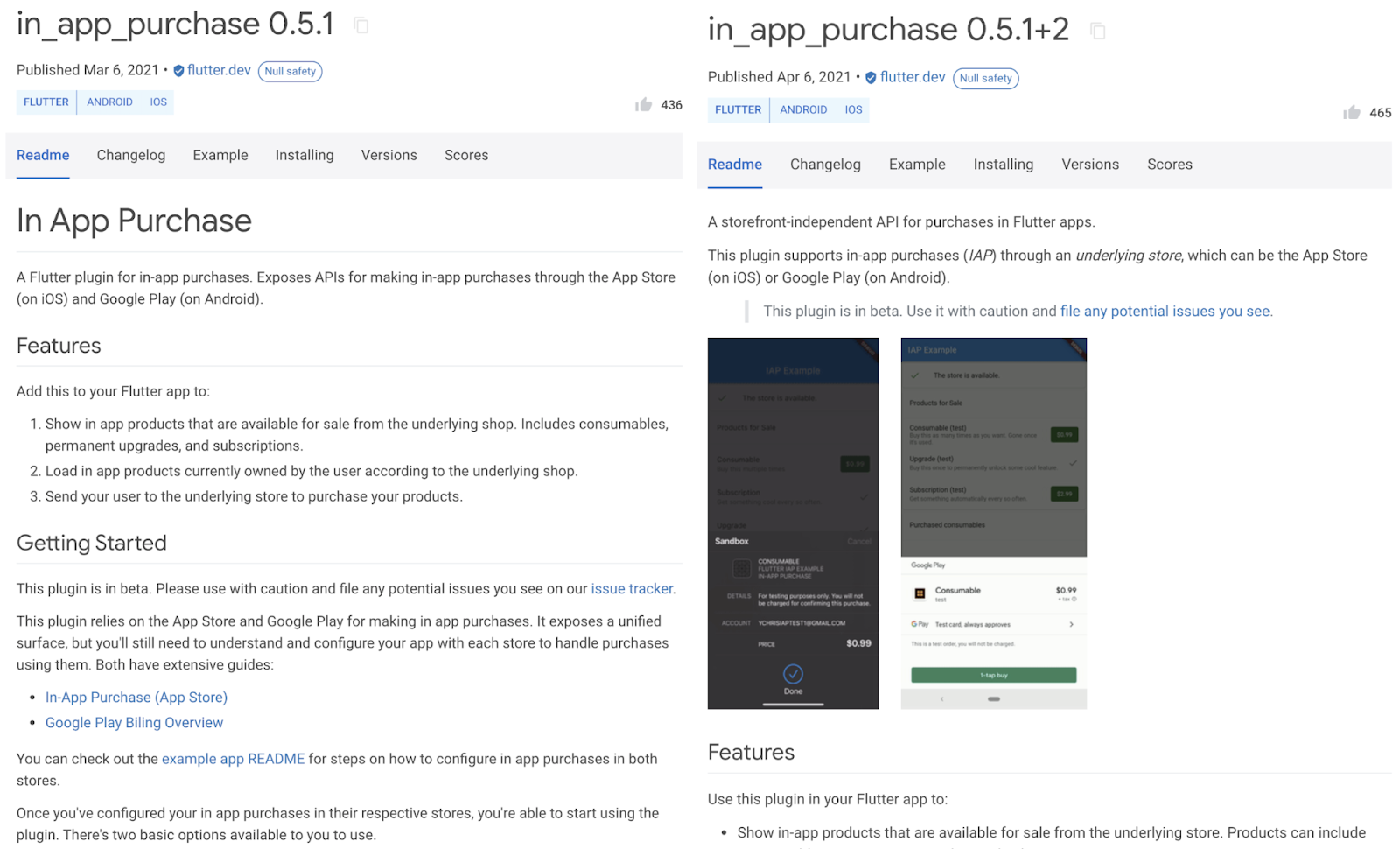archivo readme de in_app_purchase sin y con imágenes