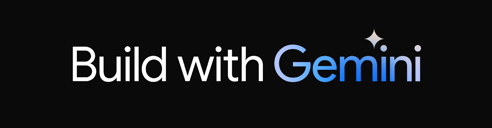 Wordmark de Build with Gemini sobre fondo negro.