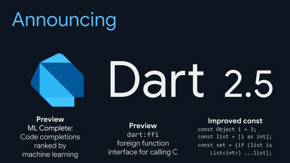 Anunciando Dart 2.5: Desarrollo potenciado