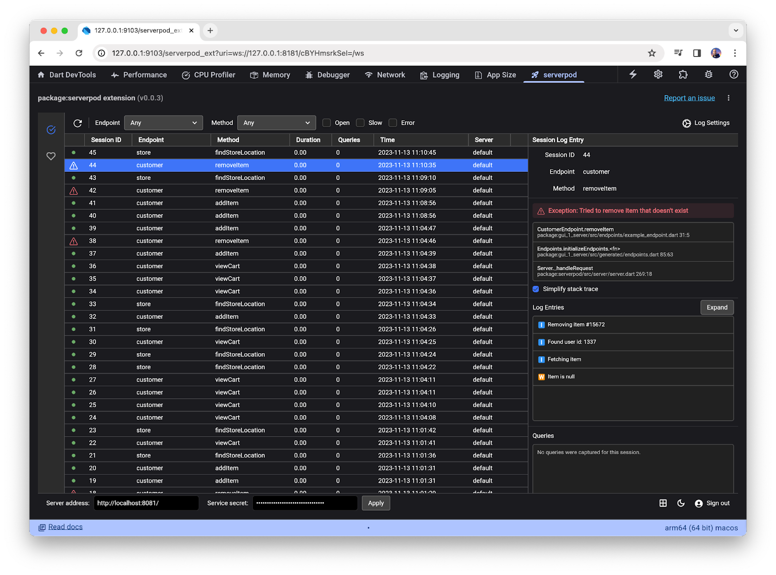 Una extensión de DevTools planificada para el próximo release de ServerPod 1.2.