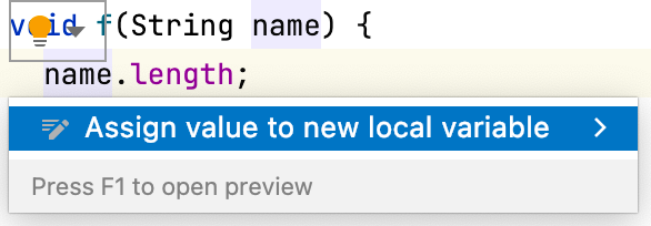 IntelliJ IDEA mostrando el menú de asistencia rápida para extraer una variable local.