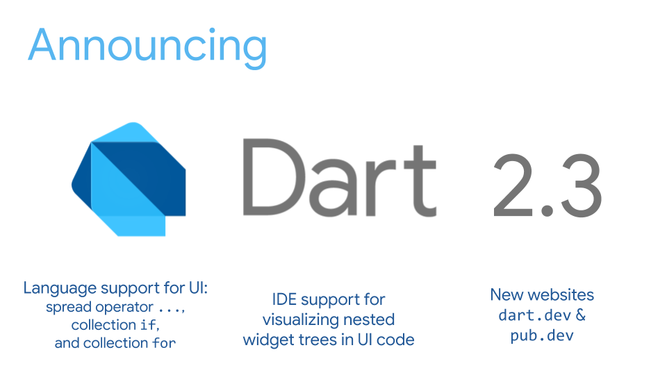 Anunciando Dart 2.3: Optimizado para construir interfaces de usuario
