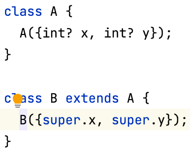 IntelliJ IDEA después de convertir a super parámetros.