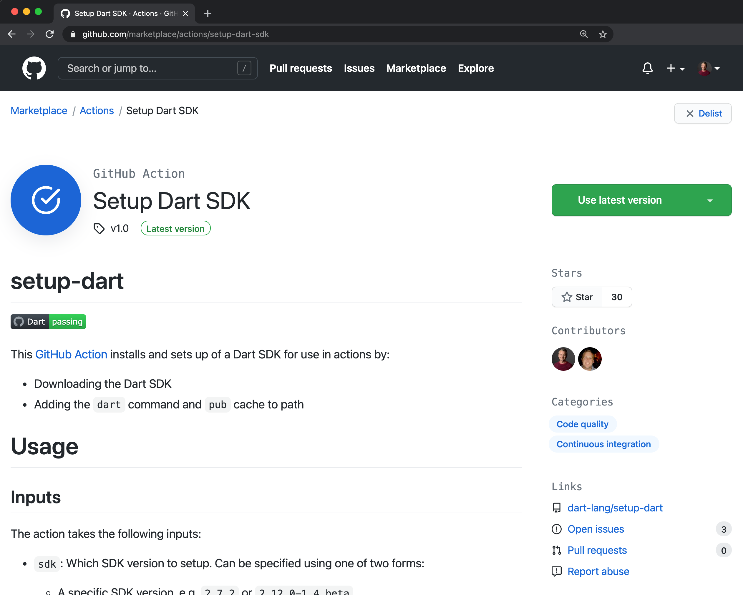 Anunciando soporte de Dart para GitHub Actions