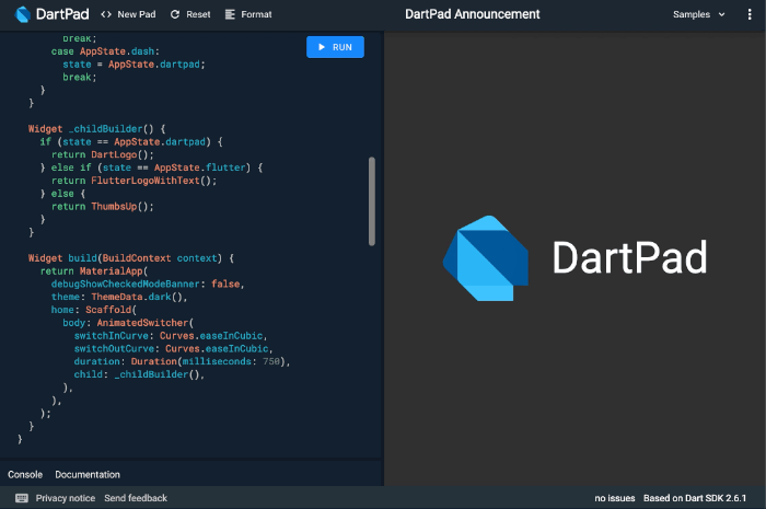 Un nuevo DartPad.dev con soporte para Flutter