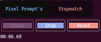 Aplicación de cronómetro basada en terminal construida con Pixel Prompt.