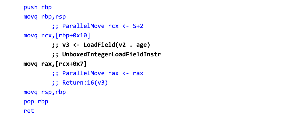 Instrucciones de ensamblador generadas para Dart 2.12 con sound null safety.